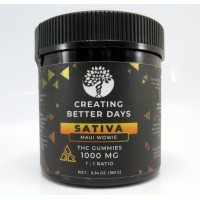 Creating Better Days THC Gummies - Maui Wowie Delta 9 Gummies 1000 MG - 50mg per Gummy (20 servings)